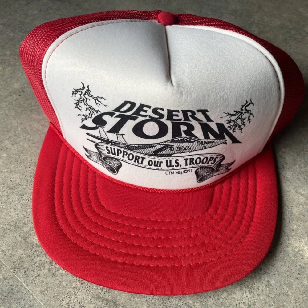 Vintage Desert Storm Trucker Hat Snapback Mesh Thunder Air Force US‎ Troops